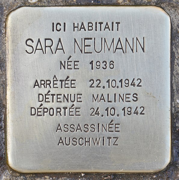 File:Stolperstein für Sara Neumann (Brussels).jpg
