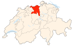 Kort som viser hvor i Schweiz Aargau ligger