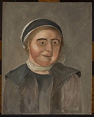 Study of a woman in a black and white cap