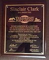 Taxidermy Hall of Fame plaque honoring Sinclair Clark, 2021 inductee