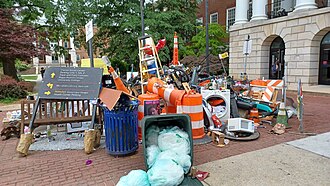 Offerings left to the Testudo statue outside McKeldin Library on reading day of the Spring 2023 semester Testudo Offerings.jpg