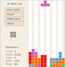 Représentation animée d'un plateau de jeu de Tetris.