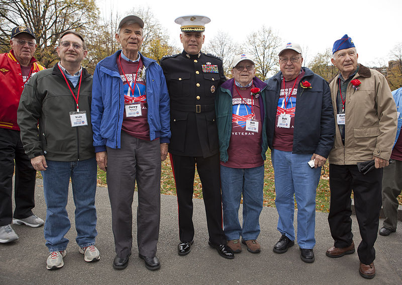 File:The Assistant Commandant of the Marine Corps, Gen. John M. Paxton, Jr., center, poses for a photo with veterans during an Honor Flight event at the Marine Corps War Memorial in Arlington, Va., Sept 131112-M-KS211-007.jpg