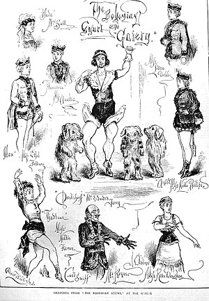 Characters from The Bohemian G-yurl, Illustrated Sporting and Dramatic News, 1877 The Bohemian G-yurl 1877.jpg