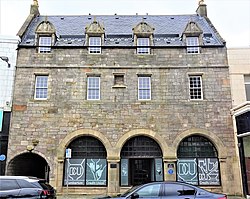 The 1623 Glencairn Greit House in Dumbarton High Street. Town House of the Earls of Glencairn built after the sale of Kilmaurs Place. The Glencairn Greit House, High Street, Dumbarton. Scotland.jpg