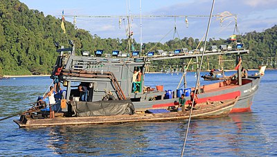 A fishing boat in the Mergui Archipelago