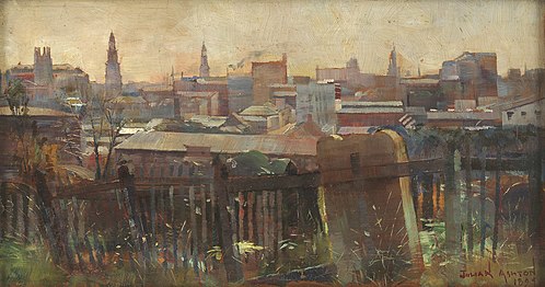 The Old Cemetery, Devonshire Street, 1894, oil painting, State Library of New South Wales