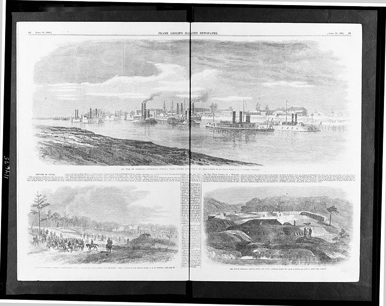 File:The war in Louisiana-Commodore Porter's fleet before Alexandria, March 26 - from a sketch by our special artist, C.E.H. Bonwill. - The war in Louisiana-Battle of Crump's Hill, April 2, LCCN95511280.jpg