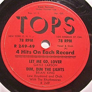 Gayle Larson "Let Me Go, Lover" Brian King "Dim, Dim The Lights" Tops R249