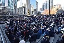 #Torontostrong vigil in Mel Lastman Square, April 29, 2018 TorontoStrong Vigil at Mel Lastman Square - 2018 (26936913367).jpg