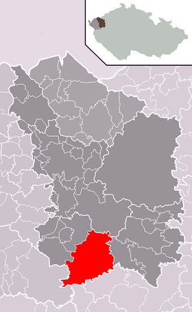 Poloha mesta Toužim v rámci okresu Karlovy Vary a správneho obvodu obce s rozšírenou pôsobnosťou Karlovy Vary
