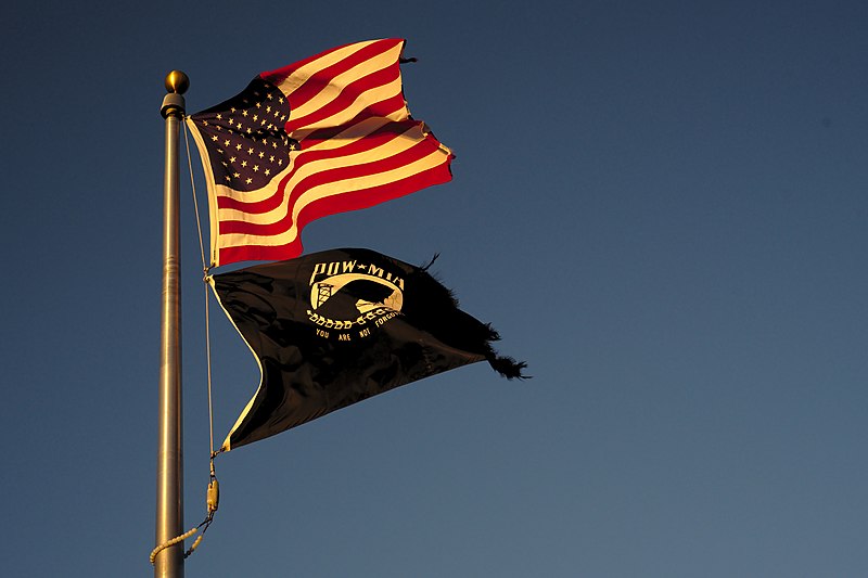 File:USA and POW MIA flags At Sunset.jpg