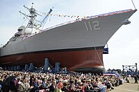 US Navy 110507-N-KK330-134 Guests await the christening ceremony for the Arleigh Burke-class guided-missile destroyer Pre-commissioning Unit (PCU).jpg