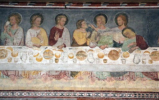 Ultima cena e santi, xiv secolo, 03