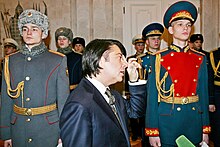 Fashion designer Valentin Yudashkin at an inspection by the President of the new Russian Armed Forces uniforms, January 2008 Valentin Yudashkin.jpg