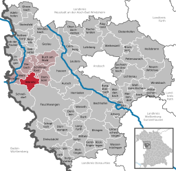 Läget för Wörnitz i Landkreis Ansbach