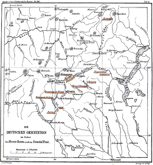 Walser settlements in northwestern Italy