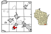 Walworth County Wisconsin Incorporated and Unincorporated areas Fontana-on-Geneva Lake Highlighted.svg