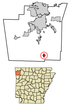 Location of Winslow in Washington County, Arkansas.