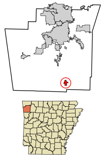 Obszary włączone i nieposiadające osobowości prawnej Washington County Arkansas Winslow Highlighted 0576190.svg