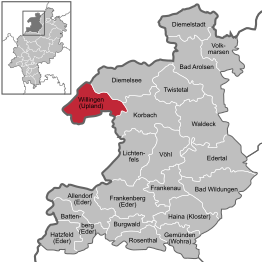 Kaart van Willingen (Upland)