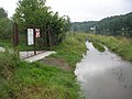 Überfluteter Weg an der Moldau in Husinec, 27. Juni 2009