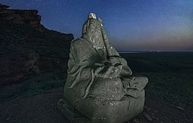 Sagaan Ubgen statue on Big Bogdo mountain sacred site in Astrakhan Oblast