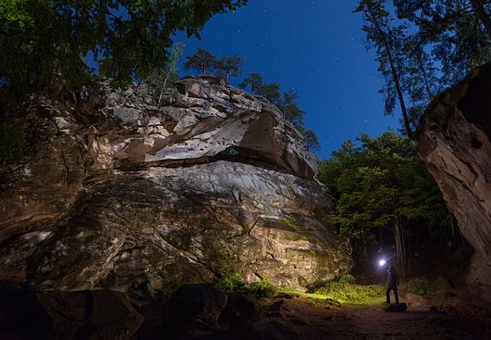 Night under Hawk's Eye Rock. Protiate Kaminnia Natural Geological Monument. By Ryzhkov Sergey