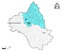 Marcillac-Vallon dans l'arrondissement de Rodez en 2020.