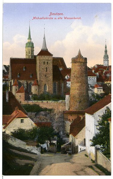 File:16423-Bautzen-1913-Michaeliskirche und alte Wasserkunst-Brück & Sohn Kunstverlag.jpg