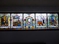 Életének néhány fő stációja a litéri katolikus templom díszüveg ablakán (ismeretlen alkotó műve)