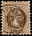 15 soldi issue 1867, deep brown, ornamented DC cancelled (Müller type aDv). Mi5Ib