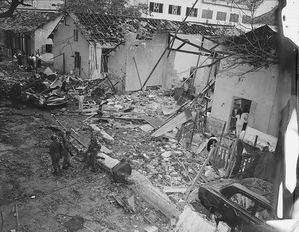 Brinks Hotel, Saigon, following a Viet Cong bombing on December 24, 1964. Two American officers were killed.