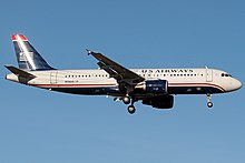 N106US, the aircraft involved in the accident 2008 Las Vegas N106US US Airways.jpg