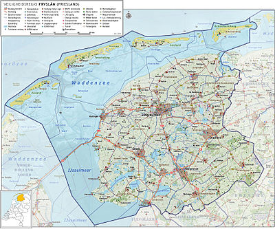 Regio Fryslân (status per 2009) yndieling fan gemeenten en ympresje fan it lânskip