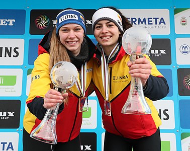 Cheyenne Rosenthal, Jessica Degenhardt (Deutschland) bei der 1. Damen-Doppelsitzer-Rennrodel-Weltmeisterschaft 2022 in Winterberg