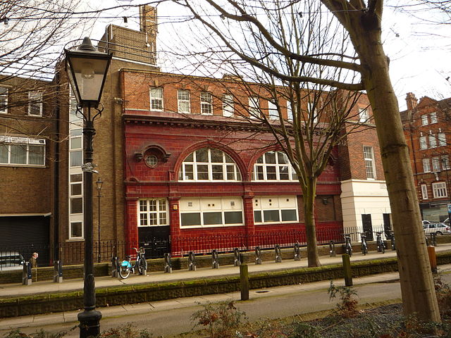 206 Brompton Road, the former Brompton Road tube station closed in 1934, used as the headquarters of the London Inner Artillery Zone AA defences durin