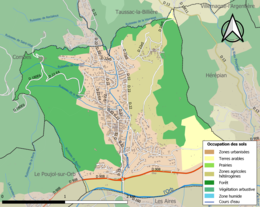 Carte des infrastructures et de l'occupation des sols de la commune en 2018 (CLC).