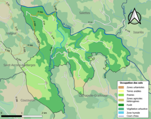 Kolorowa mapa przedstawiająca zagospodarowanie terenu.