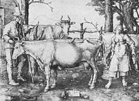 The milk-maid label QS:Len,"The milk-maid" label QS:Lpl,"Mleczarka" label QS:Lde,"Das Milkmädchen" 1510. Copper engraving. 11.4 × 15.5 cm (4.4 × 6.1 in). Various collections.