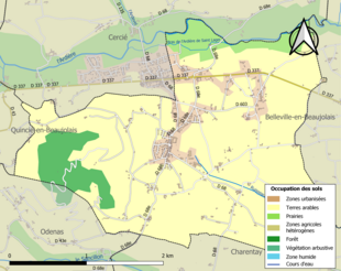 Barevná mapa znázorňující využití půdy.