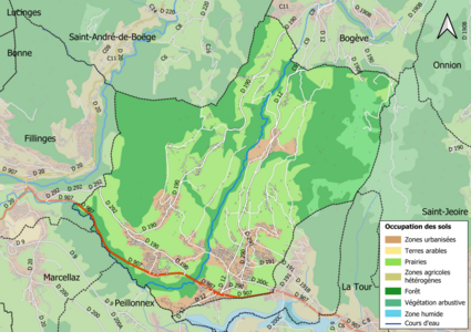 Carte en couleurs présentant l'occupation des sols.