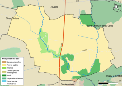 Carte des infrastructures et de l'occupation des sols en 2018 (CLC) de la commune.