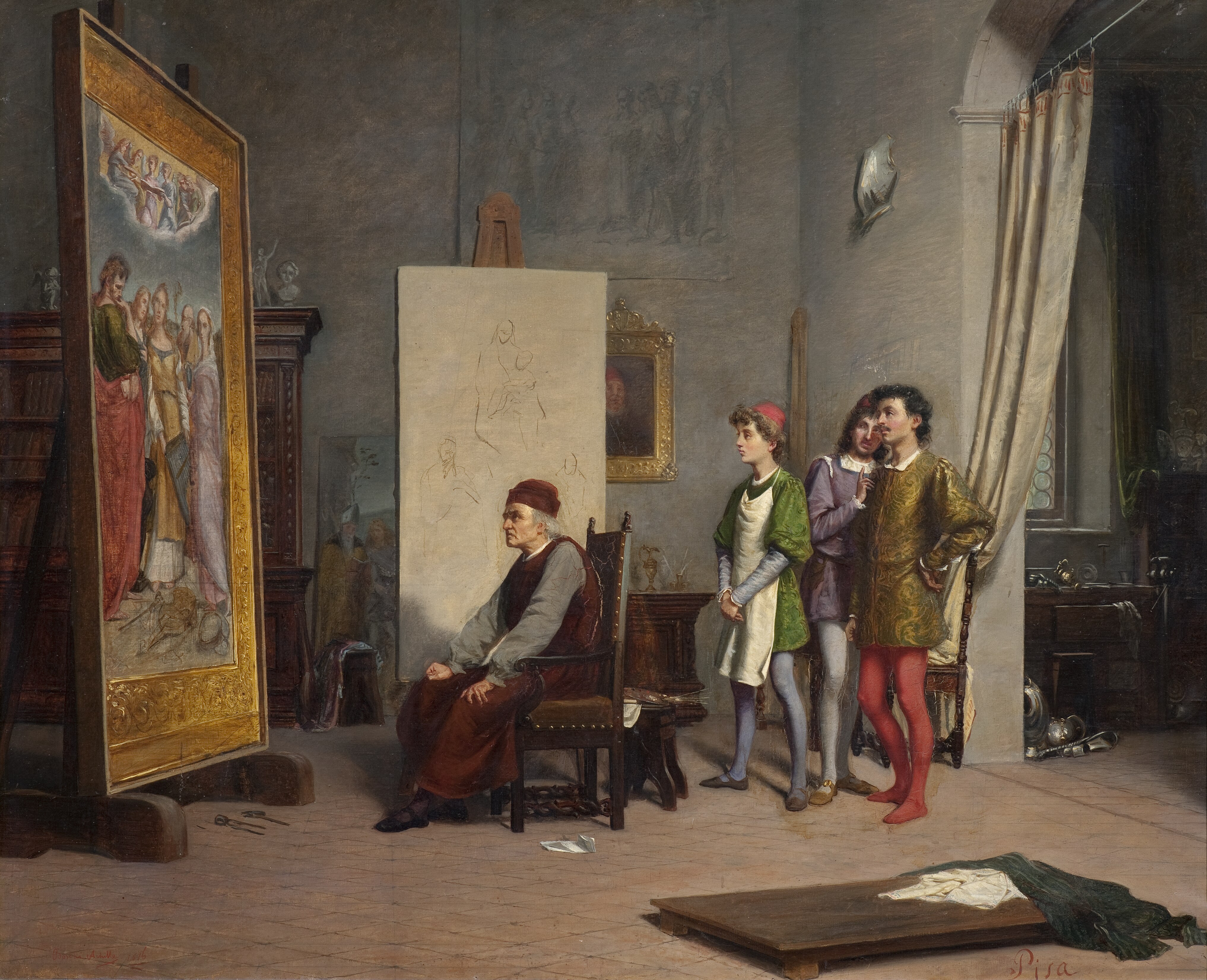 Achille Boschi, Francesco Raibolini, detto il Francia, che nella sua bottega ammira per la prima volta la Santa Cecilia di Raffaello, olio su tela, 1876.TIF