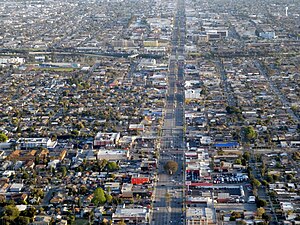 Aerial view of Hawthorne Boulevard in Lennox in 2024