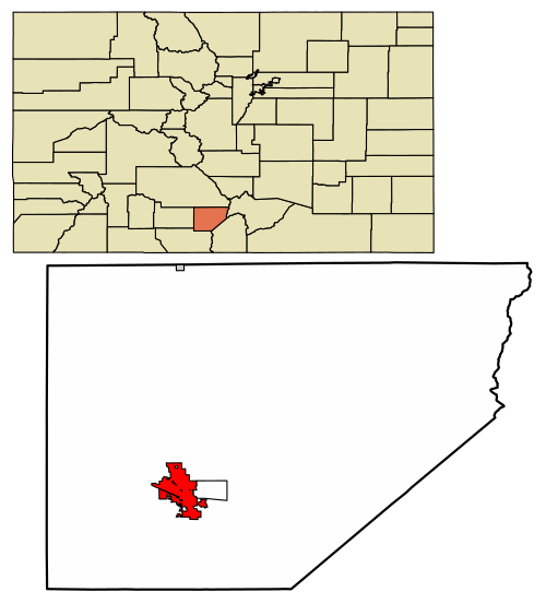 Location of the City of Alamosa in Alamosa County, Colorado