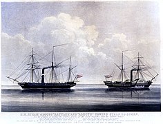 HMS Alecto und Rattler beim Zug-Test von 1845
