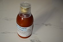 Vial containing cloperastine fendizoate produced by Almirall. Almirall cloperastine fendizoate 3.jpg