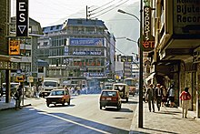 Streets of the city centre of Andorra la Vella in 1986. From the same year until 1989 Andorra normalized the economic treaties with the EEC. Andorra - panoramio (2).jpg