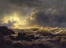 Aufbrechen des Himmels an der Küste Siziliens by Andreas Achenbach, 1847